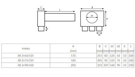 PRODMAX Skrzynka rozprężna 3x90/160mm 