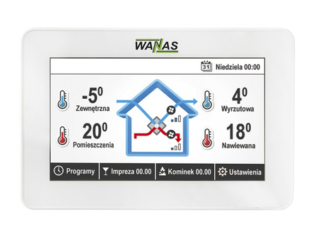 Rekuperator WANAS 355V XF z wymiennikiem entalpicznym i sterownikiem V2