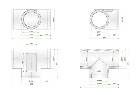 PEFLEX Trójnik uniwersalny EPS 2.0 160/200mm