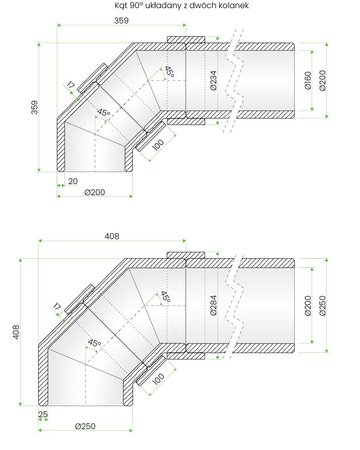 PEFLEX Kolano wentylacyjna EPS 2.0 45/160mm