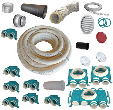 Zestaw pełny 75mm do samodzielnego montażu rekuperacji - dom ok. 150m2